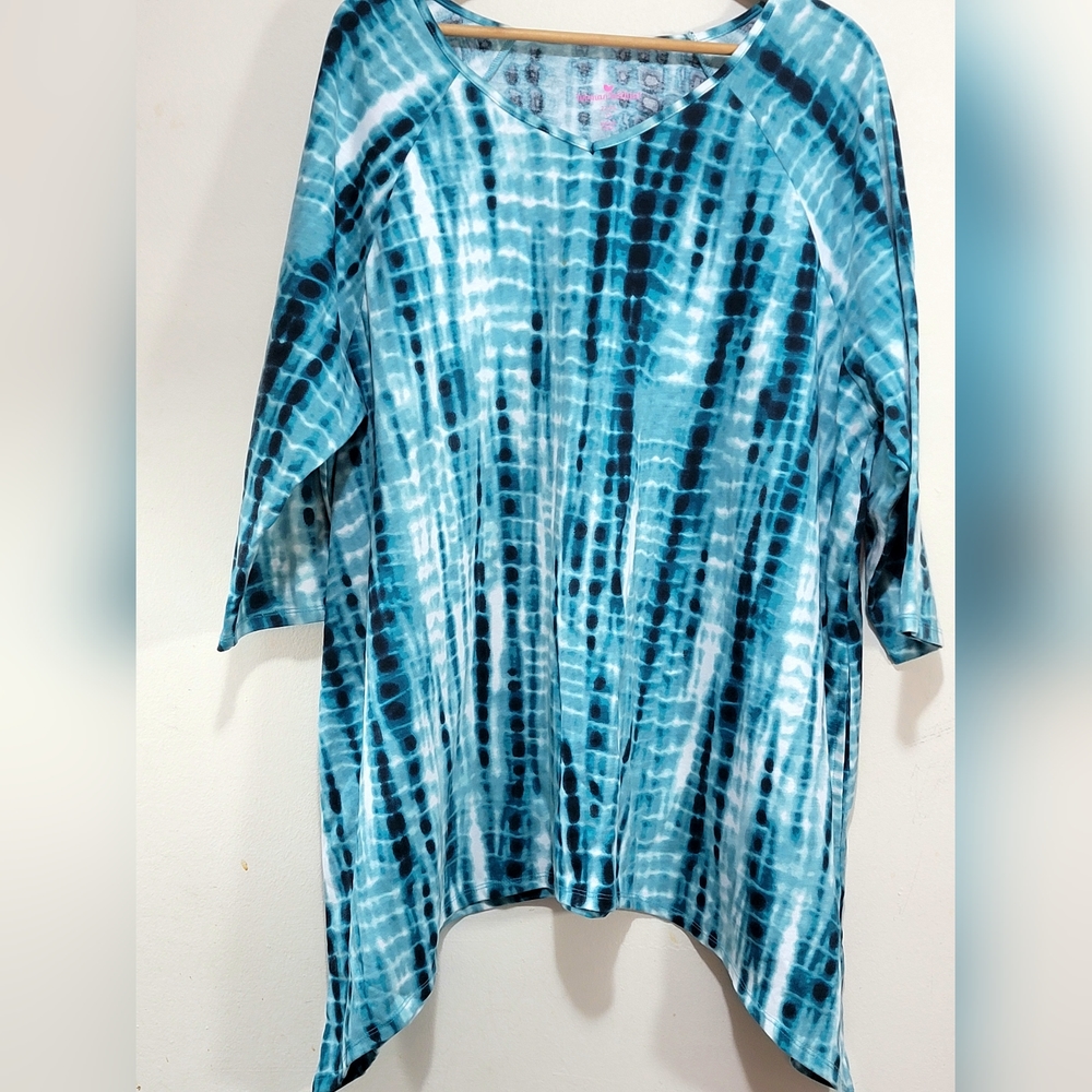 2x Womens Plus Size Woman Within Tie Dye Print Top Sz 2x Like New T368